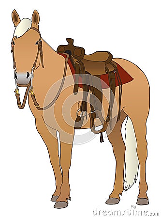 Palomino Saddled Up Vector Illustration