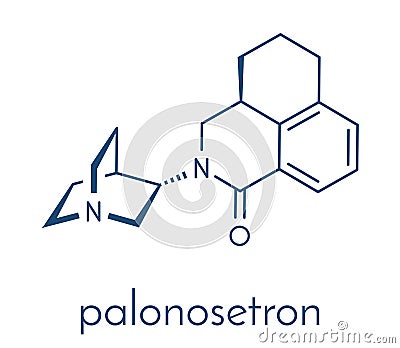 Palonosetron nausea and vomiting drug molecule. 5-HT3 inhibitor used to treat chemotherapy-induced nausea and vomiting CINV.. Vector Illustration