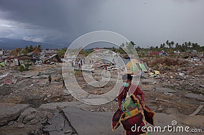 Tsunami and earthquake in Sulawesi, Indonesia Editorial Stock Photo