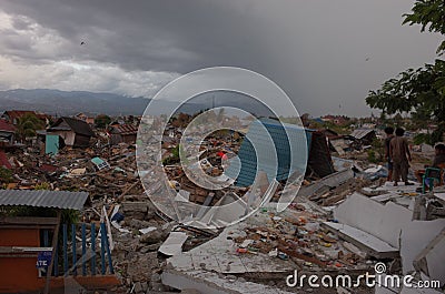 Tsunami and earthquake in Sulawesi, Indonesia Editorial Stock Photo