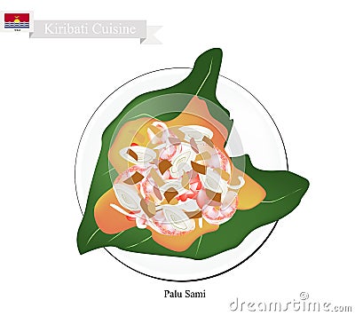 Palu Sami or Kiribati Meat and Coconut in Taro Leaf Vector Illustration
