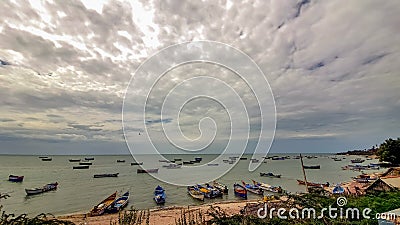 Pambam Bridge Rameswaram Tamil Nadu Fishing Boats Stock Photo