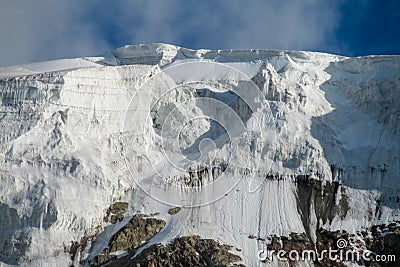 Pamir mountains cold snow ice glacier wall Stock Photo