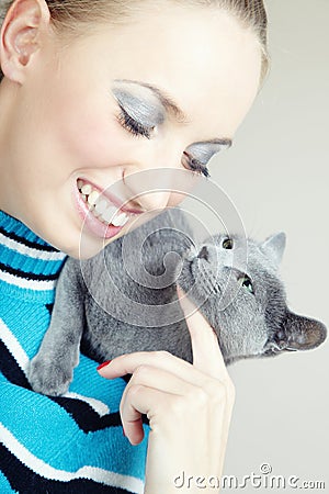 Pampering cat Stock Photo