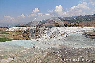 Pamukkale exotic pearl of Turkey, the rarest natural phenomenon. Stock Photo