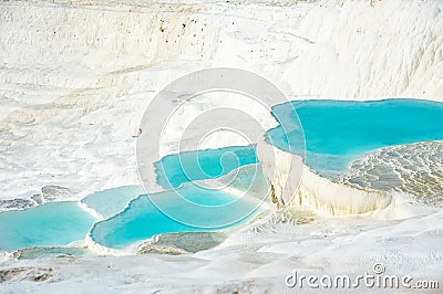 Pamukkale, natural pool with blue water, Turkey Stock Photo