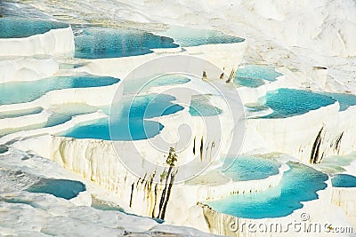 Pamukkale, natural pool with blue water, Turkey Stock Photo