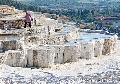 The white terraces of Pamukkale. Turkey Editorial Stock Photo