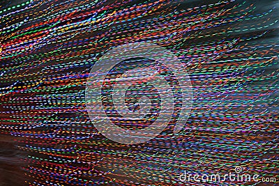 Pan Of Colorful Holiday Lights Creates Abstract Motion Background Stock Photo