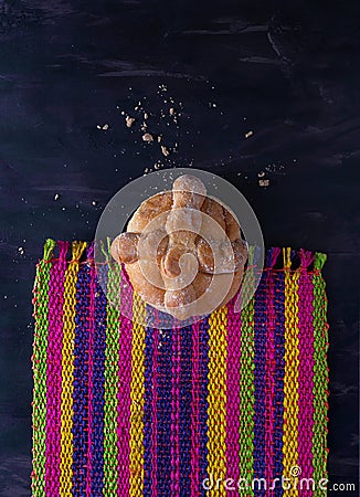 Pan de Muerto, Bread of Dead Mexican Sugar Scone Stock Photo