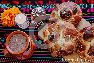 Pan de Muerto, mexican Sweet bread in Day of the Dead celebration in Mexico Stock Photo