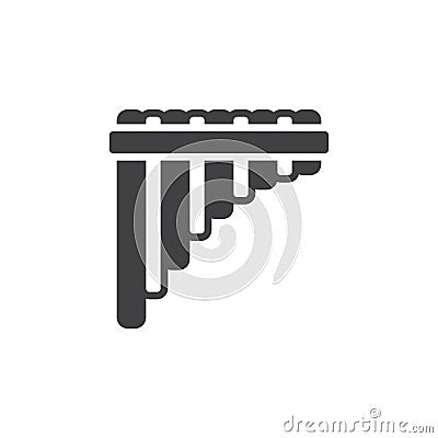 Pan flute icon vector, filled flat sign, solid pictogram isolated on white. Vector Illustration