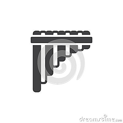 Pan flute icon vector, filled flat sign, solid pictogram isolated on white Vector Illustration