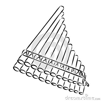 pan flute music instrument, sketch. vector illustration Stock Photo