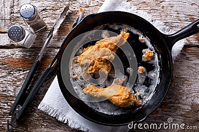 Pan Fried Chicken Stock Photo