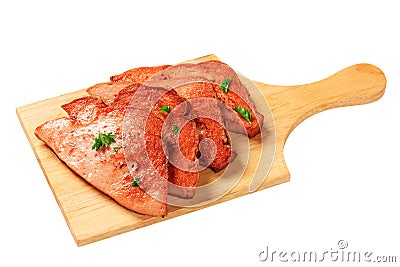 Pan fried lunchmeat Stock Photo