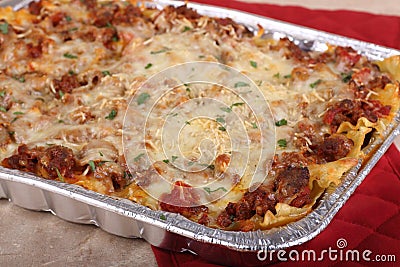 Pan of Lasagna Stock Photo