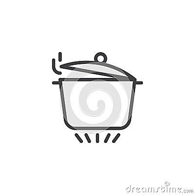Pan with open cover on gas stove Vector Illustration