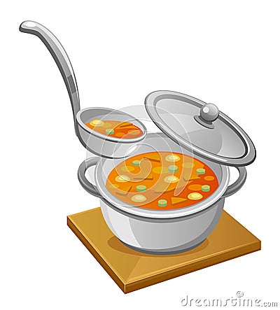 Pan of soup Vector Illustration