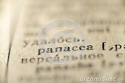 Panacea word dictionary Stock Photo