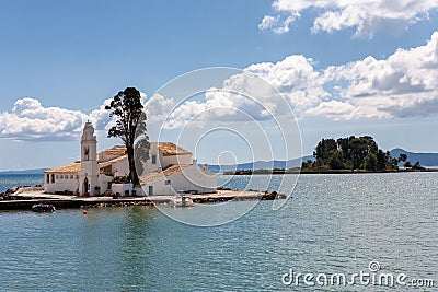 The Panagia Vlacherna Monastery of Panayia with the Mouse Island Stock Photo