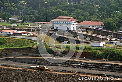 Panama canal extension - Miraflores Docks Editorial Stock Photo