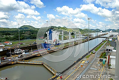 Panama Canal locks Stock Photo