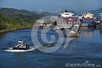 Panama Canal Locks Stock Photo