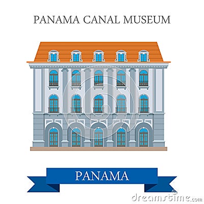 Panama Canal Museum in Panama vector flat attraction landmarks Vector Illustration