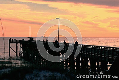 Panama City Beach Gulf of Mexico near sunset picturesque Pier florida water beach St Andrews State Park Stock Photo