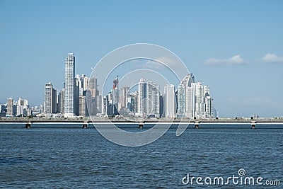 Panama City coastal view skyline of business district Editorial Stock Photo