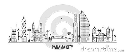 Panama City skyline Republic Panama city vector Vector Illustration