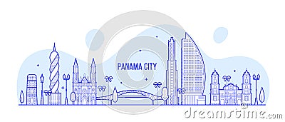 Panama City skyline Republic Panama city vector Vector Illustration