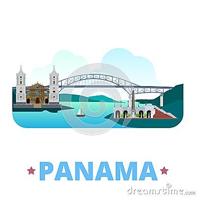 Panama country design template Flat cartoon style Vector Illustration