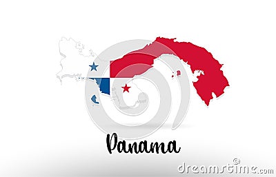 Panama country flag inside map contour design icon logo Vector Illustration