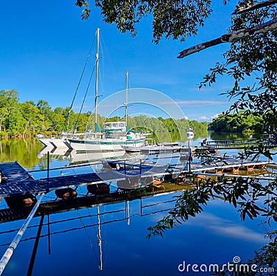 Panama, David, sailing ships moored at Pedregal port Editorial Stock Photo