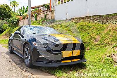 Panama David town, Mustang car black and yellow Editorial Stock Photo