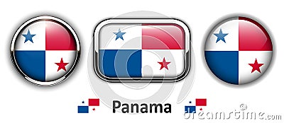 Panama flag buttons Vector Illustration