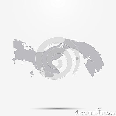 Panama map with shadow isolated Vector Illustration