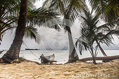 Panama native boat San Blas islands Stock Photo