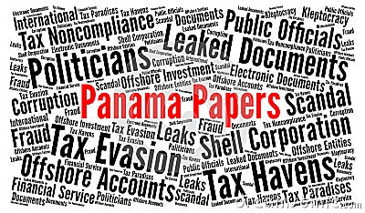 Panama papers word cloud concept Cartoon Illustration