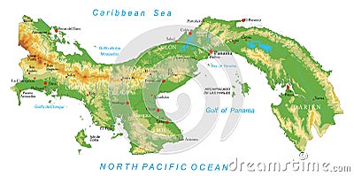 Panama physical map Vector Illustration