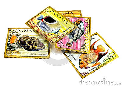 Panama post stamps Editorial Stock Photo