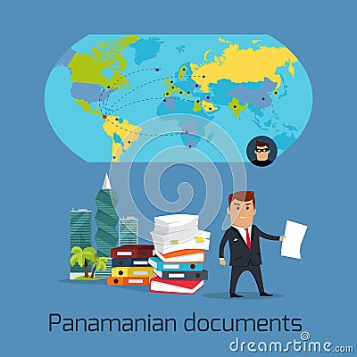 Panamanian Documents Scandal Concept Flat Vector Vector Illustration