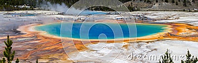 Panorama of the grand prismatic spring Basin in Yellowstone Editorial Stock Photo