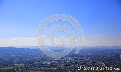 Panarama of the Santa Maria degli Angeli in Assisi area, Italy. Stock Photo