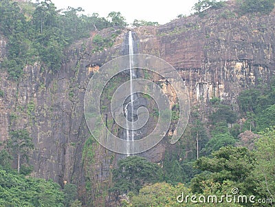 Panaromic View of the Diyaluma Falls waterfall in Sri Lanka Stock Photo