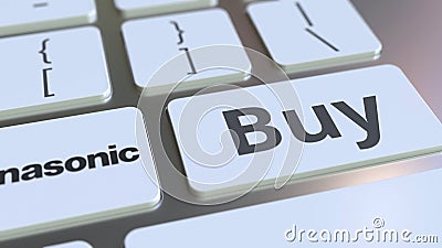 PANASONIC company logo and Buy text on the keys of the computer keyboard, editorial conceptual 3D rendering Editorial Stock Photo