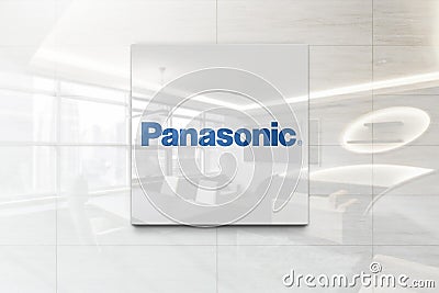 Panasonic on glossy office wall realistic texture Editorial Stock Photo