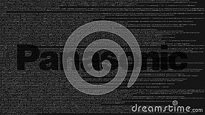 Panasonic Corporation logo made of source code on computer screen. Editorial 3D rendering Editorial Stock Photo